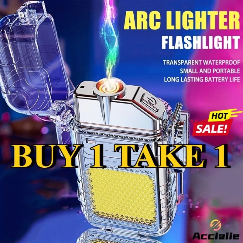 BUY 1 TAKE 1 Acciaiie Rechargeable Work Light Keychain Arc Lighter Flashlight Power Display Waterproof Windproof BUY 1 TAKE 1 Acciaiie Rechargeable Work Light Keychain Arc Lighter Flashlight Power Display Waterproof Windproof